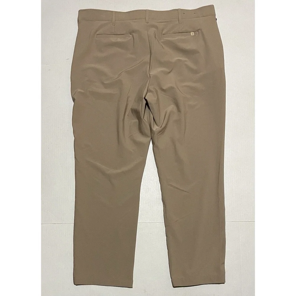 Birdie Bound Pants Mens 40 X 30 Beige Tan Golf Active Fit Stretch Zip Pocket
